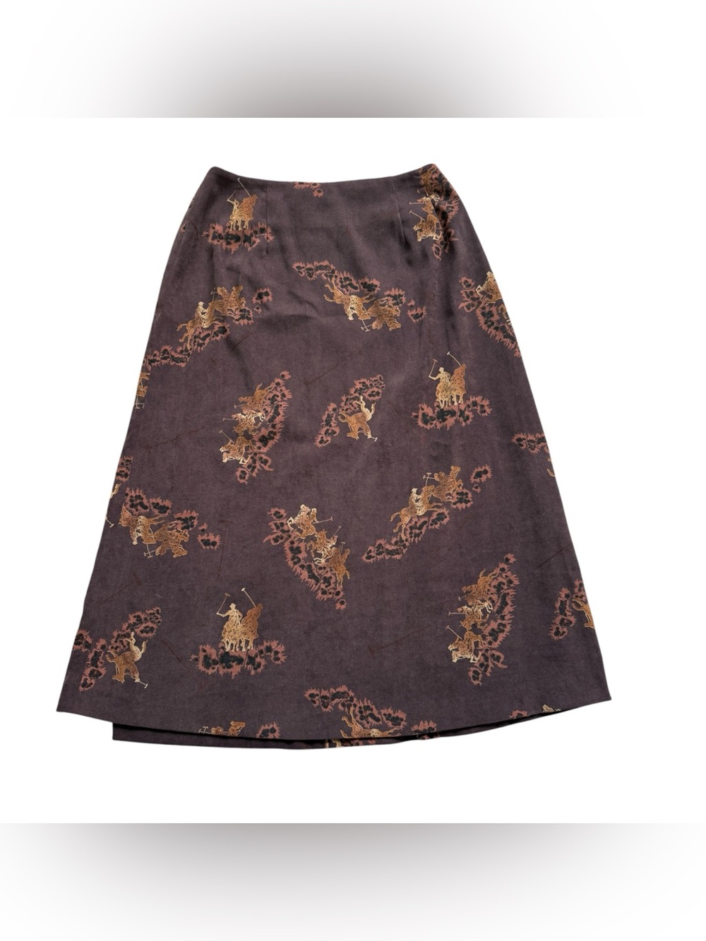 Vintage Herve Benard 8 Equestrian Polo Horse Midi Skirt Old Money Country Club
